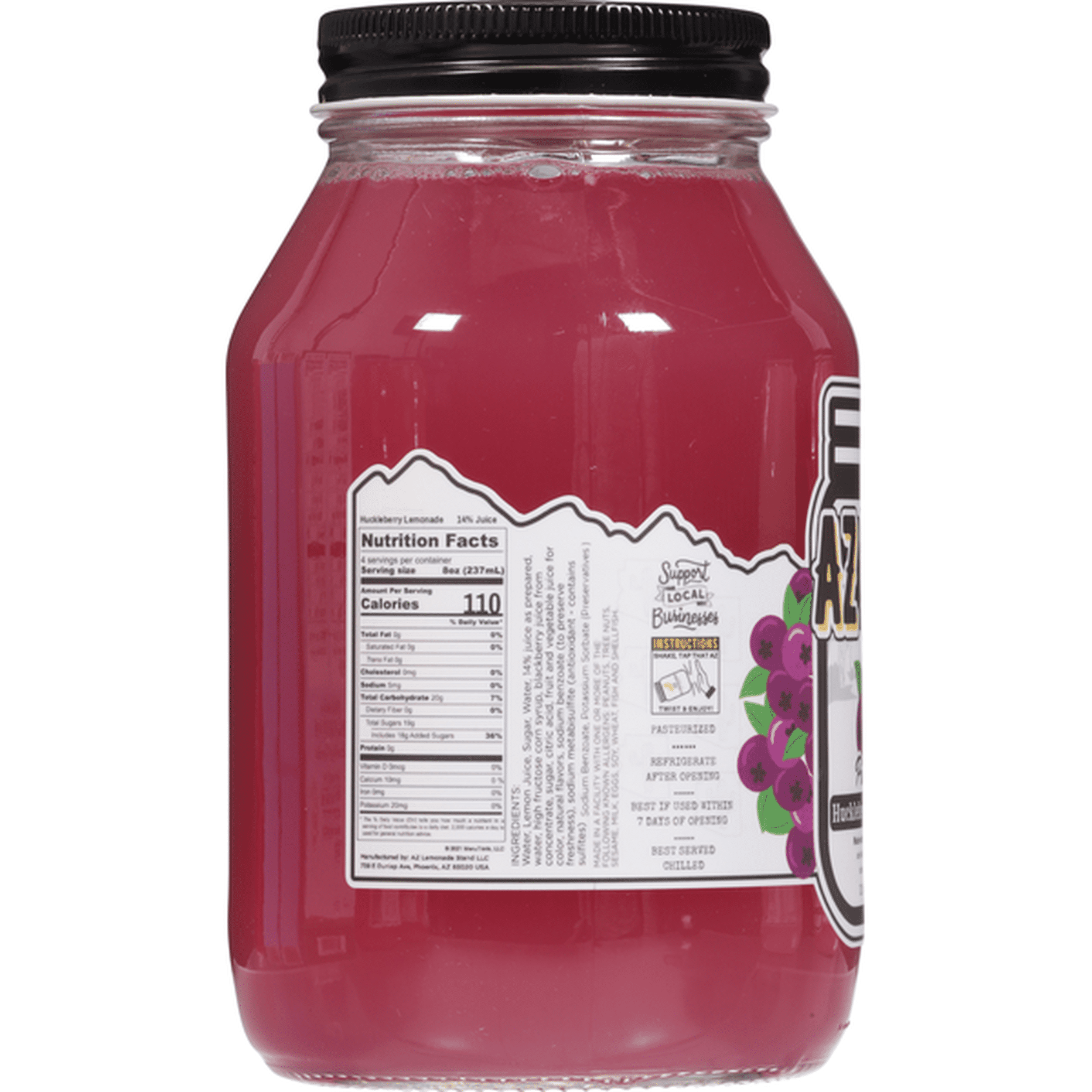 Huckleberry Lemonade Premium Mason Jar (Glass)